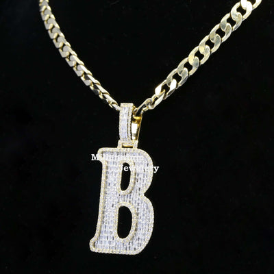 Boys B Initial Moissanite Diamond Bust Down Hip Hop Style Pendant Fifth