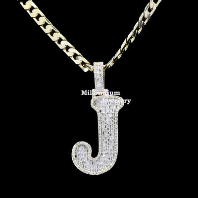 J Initial Moissanite Diamond Totally Bust Down Hip Hop Style Pendant First