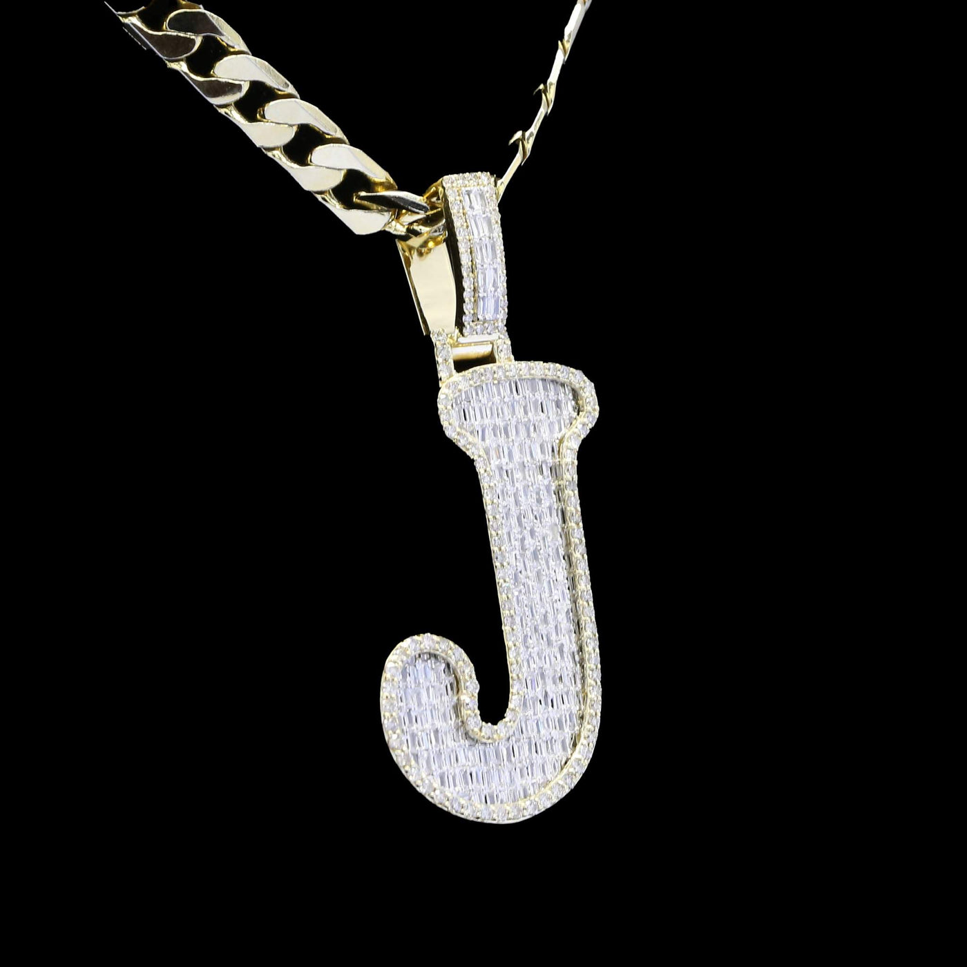 J Initial Moissanite Diamond Totally Bust Down Hip Hop Style Pendant Forth