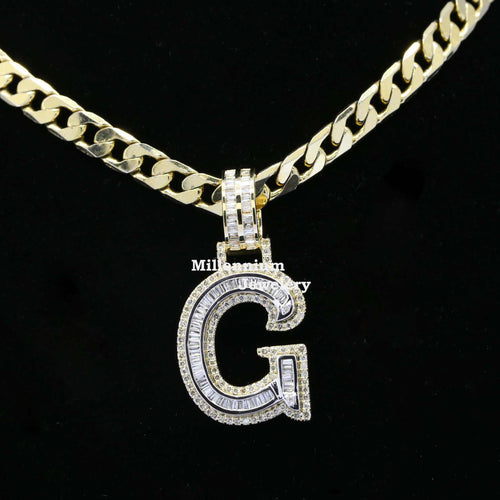 Custom Glass G Initial Moissanite Diamond Iced Out Hip Hop Pendant