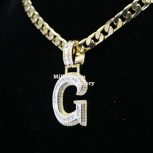 Custom Glass G Initial Moissanite Diamond Iced Out Hip Hop Pendant