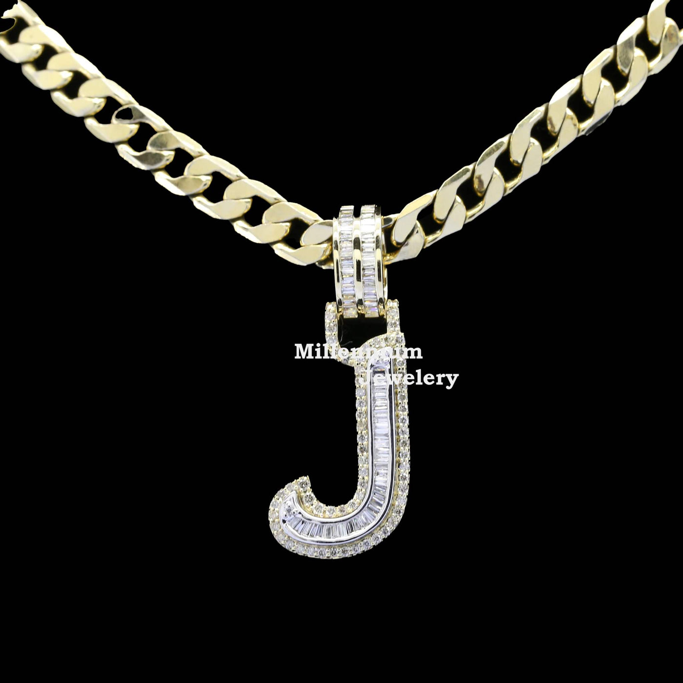 Custom J Initial Moissanite Diamond Fully Iced Out Hip Hop Pendant First