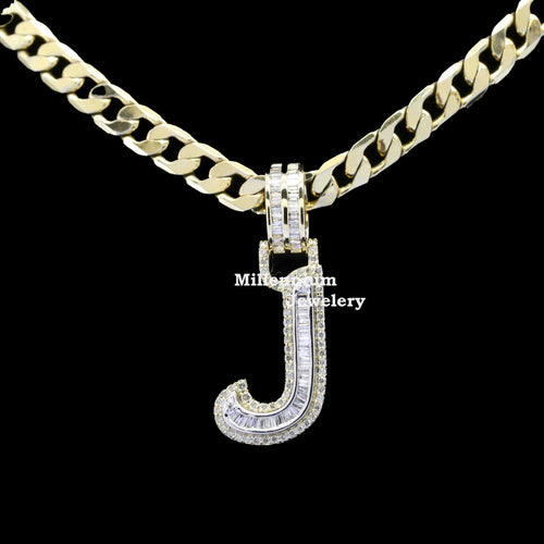 Custom J Initial Moissanite Diamond Fully Iced Out Hip Hop Pendant