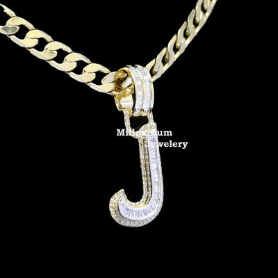 Custom J Initial Moissanite Diamond Fully Iced Out Hip Hop Pendant Third