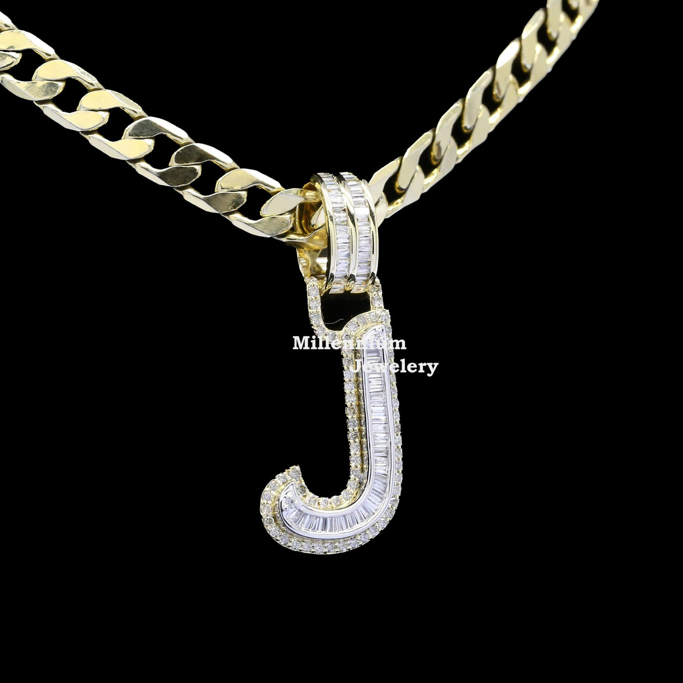 Custom J Initial Moissanite Diamond Fully Iced Out Hip Hop Pendant Forth