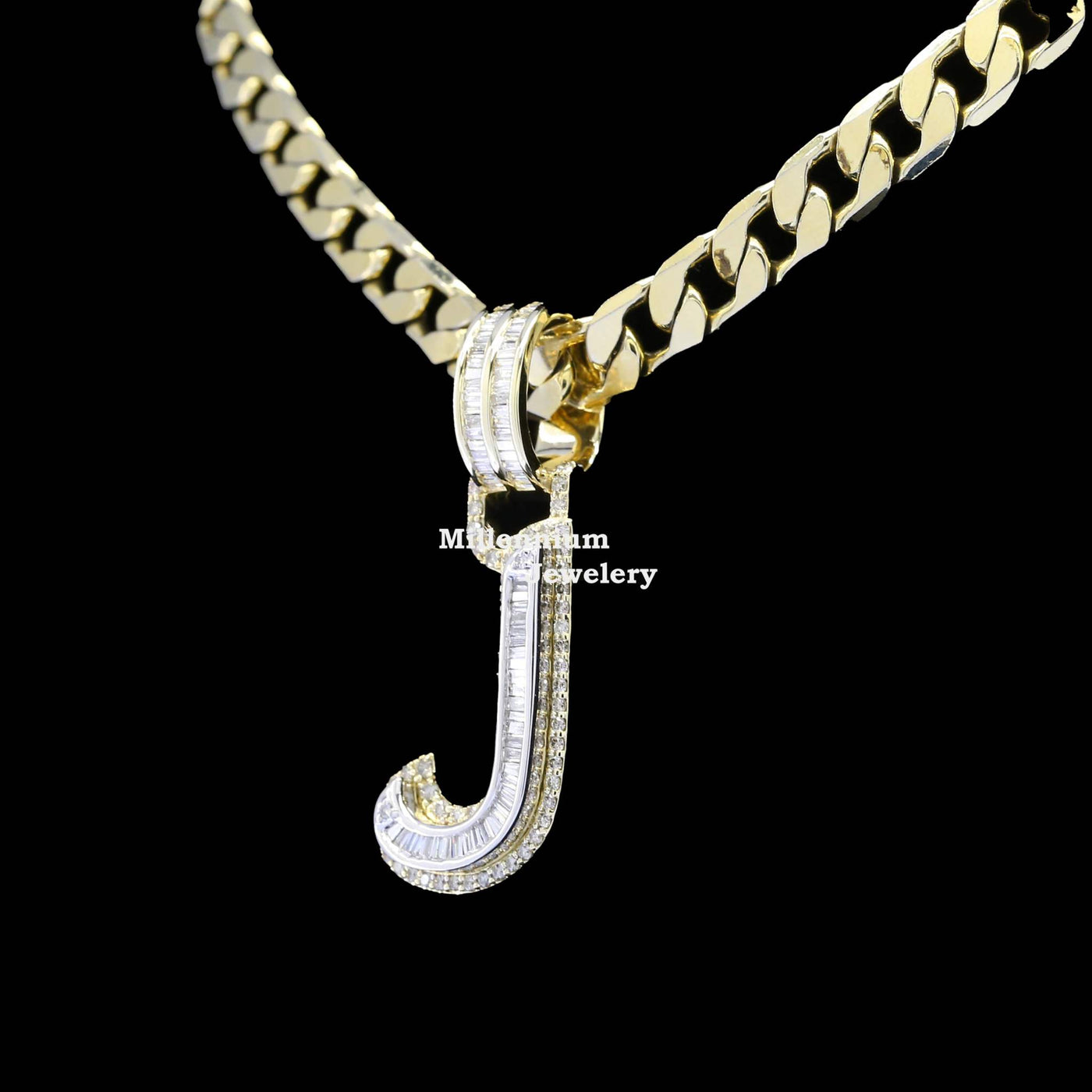 Custom J Initial Moissanite Diamond Fully Iced Out Hip Hop Pendant Fifth