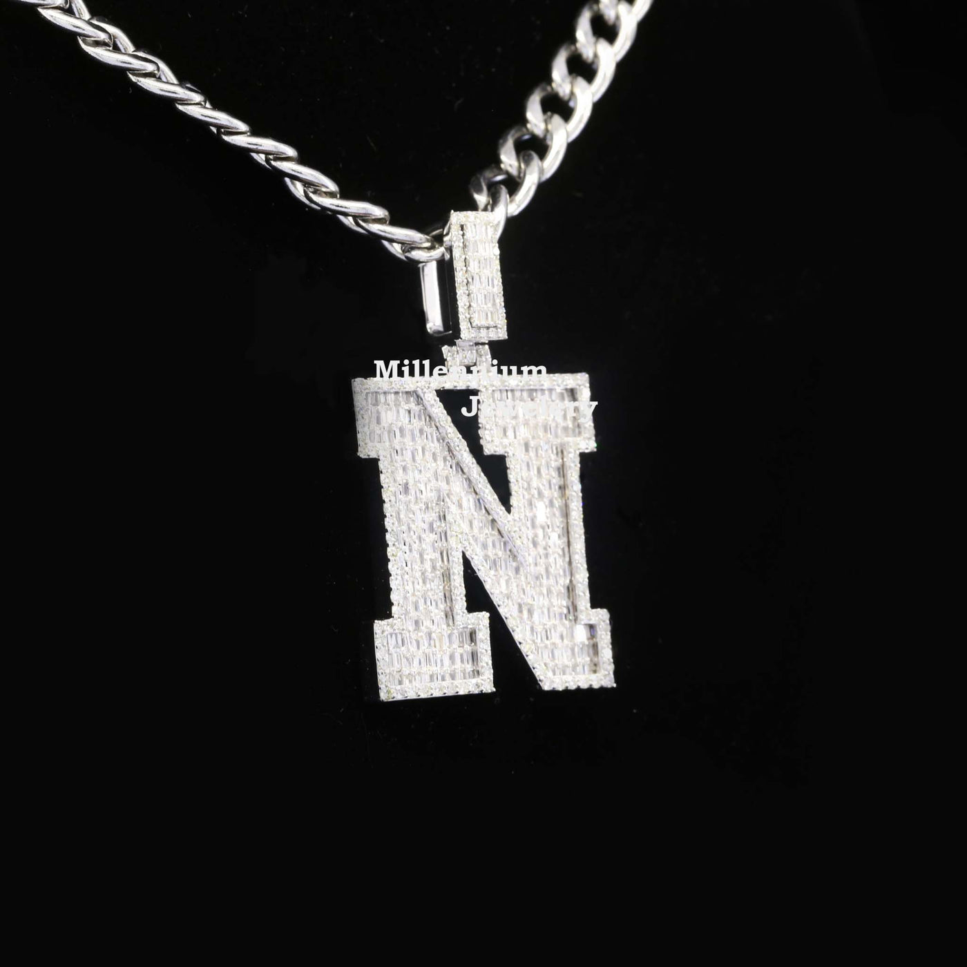 Classic N Initial Moissanite Diamond Iced Out Hip Hop Style Pendant Second