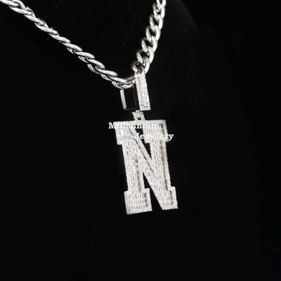 Classic N Initial Moissanite Diamond Iced Out Hip Hop Style Pendant Third