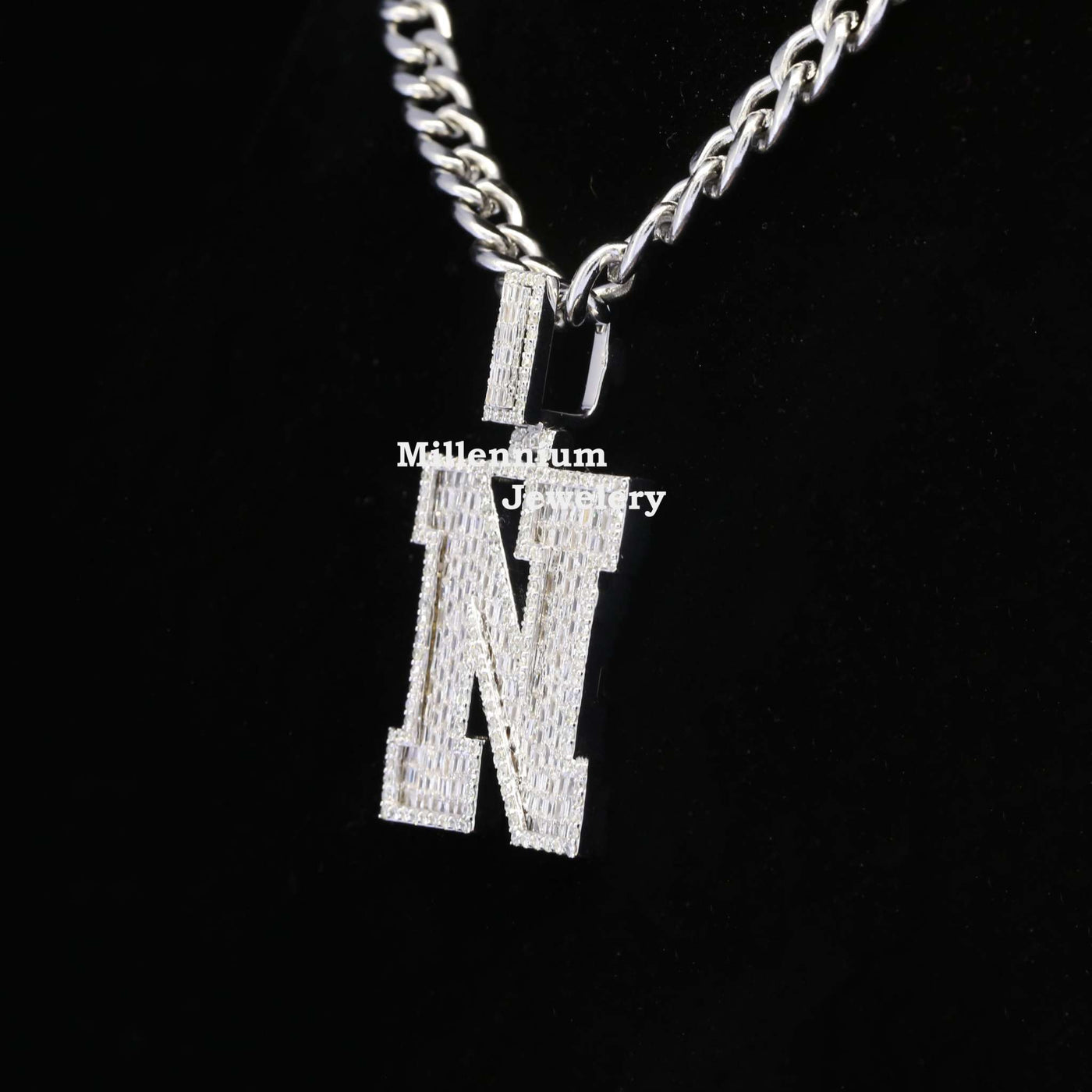 Classic N Initial Moissanite Diamond Iced Out Hip Hop Style Pendant Fifth