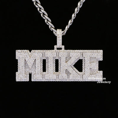 Custom Mike Name Moissanite Diamond Bust Down Hip Hop Pendant Rapper First