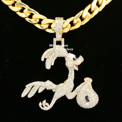 Custom Classic Iced Out Moissanite Diamond Duck Hip Hop Pendant With Gold Color