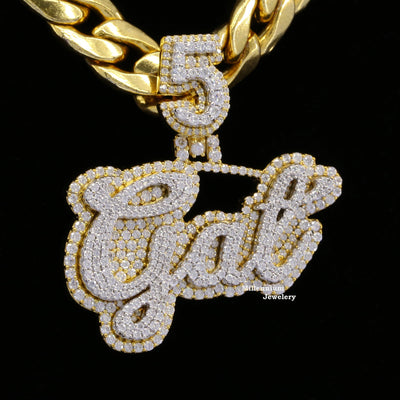 Custom 5 Gat Name Moissanite Round Cut Diamond Hip Hop Pendant Third