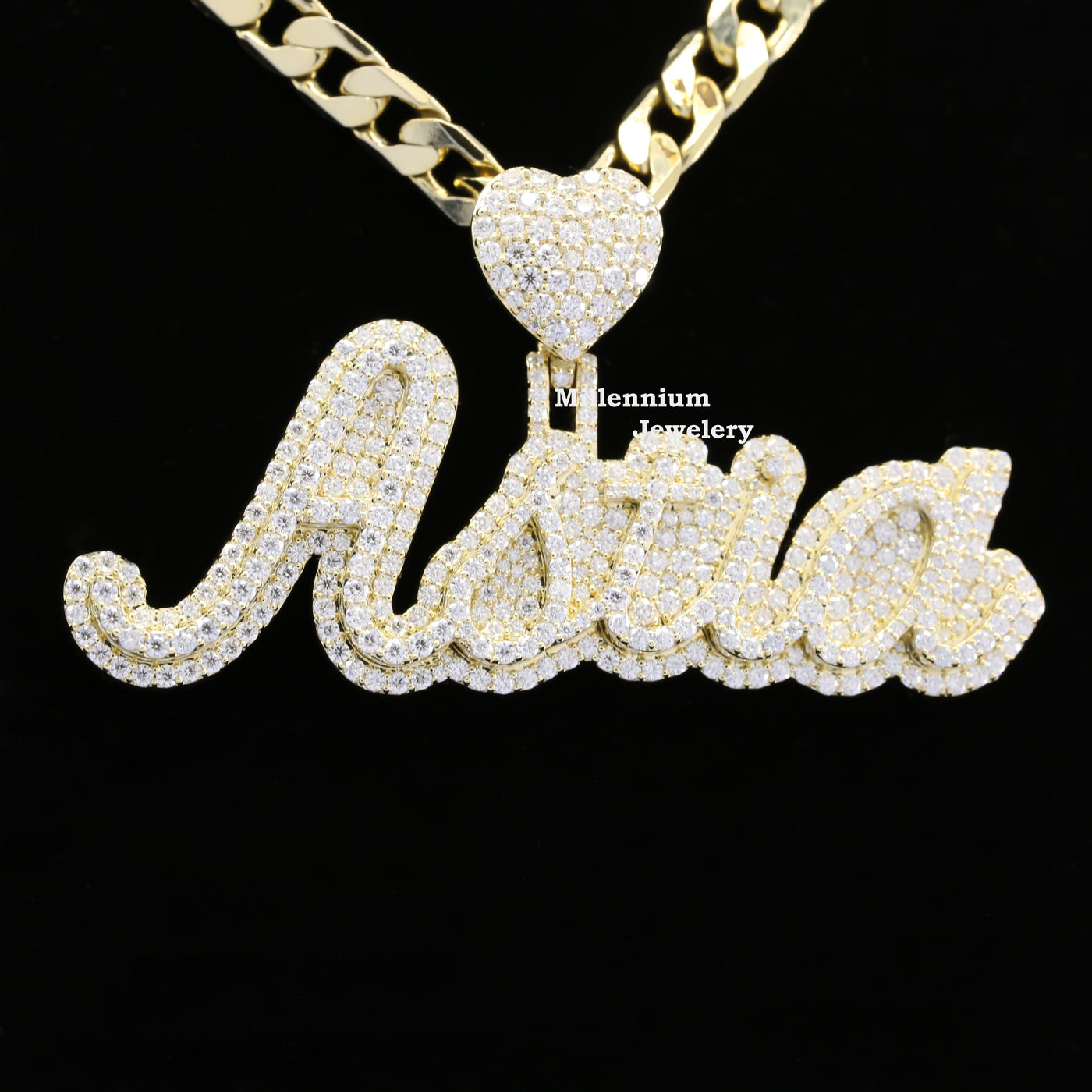 ASTIA Name Moissanite Diamond Iced Out Hip Hop Style Pendant Rapper FIfth