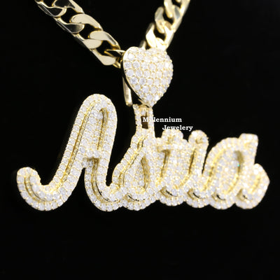 ASTIA Name Moissanite Diamond Iced Out Hip Hop Style Pendant Rapper Third