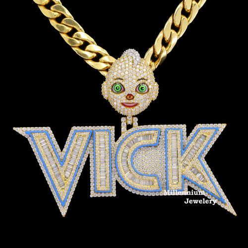 Custom Amazing Iced Out Moissanite Diamond Hip Hop Vick Name Pendant