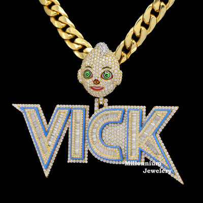 Custom Amazing Iced Out Moissanite Diamond Hip Hop Vick Name Pendant Third