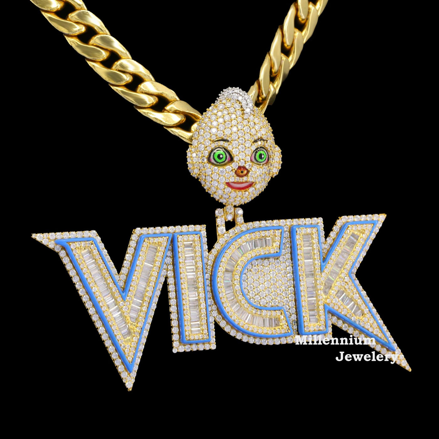 Custom Amazing Iced Out Moissanite Diamond Hip Hop Vick Name Pendant Second