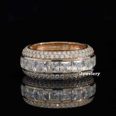 10 Carat Round and Princess Cut Moissanite Diamond Full Eternity Ring Rose