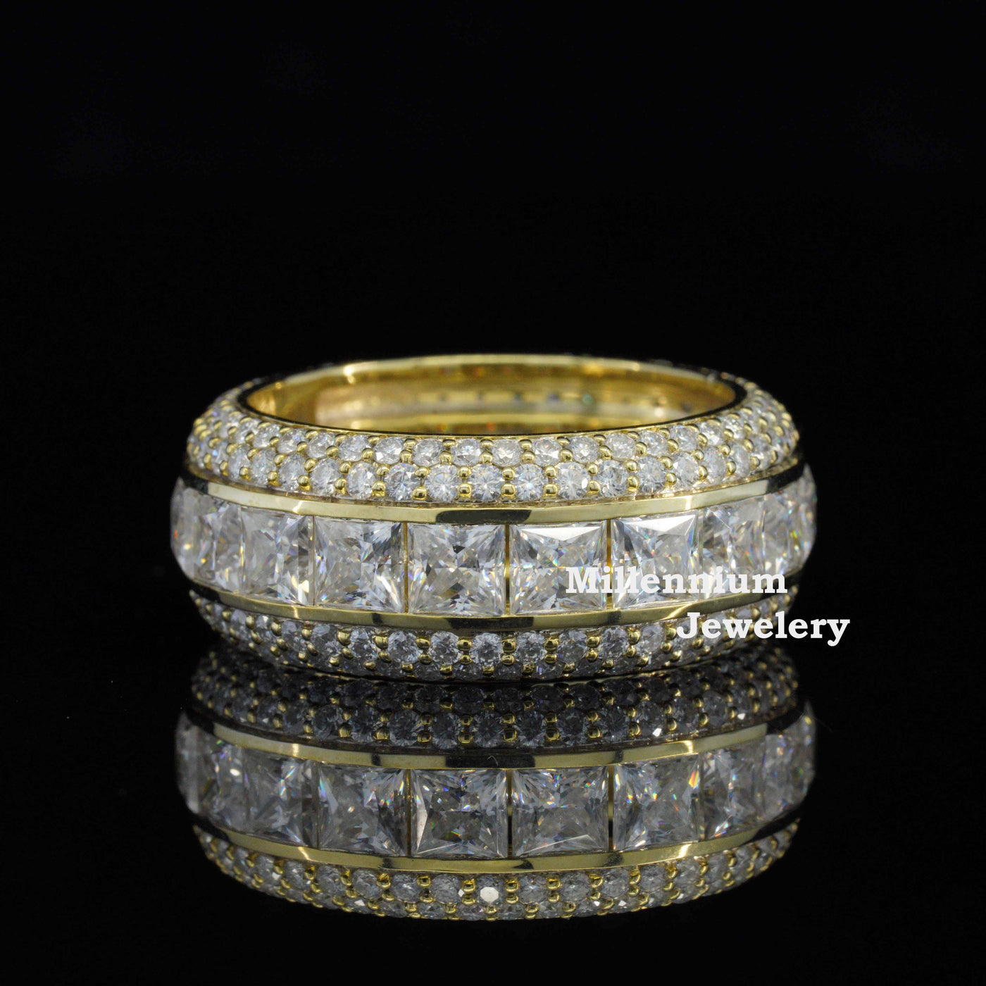 10 Carat Round and Princess Cut Moissanite Diamond Full Eternity Ring First