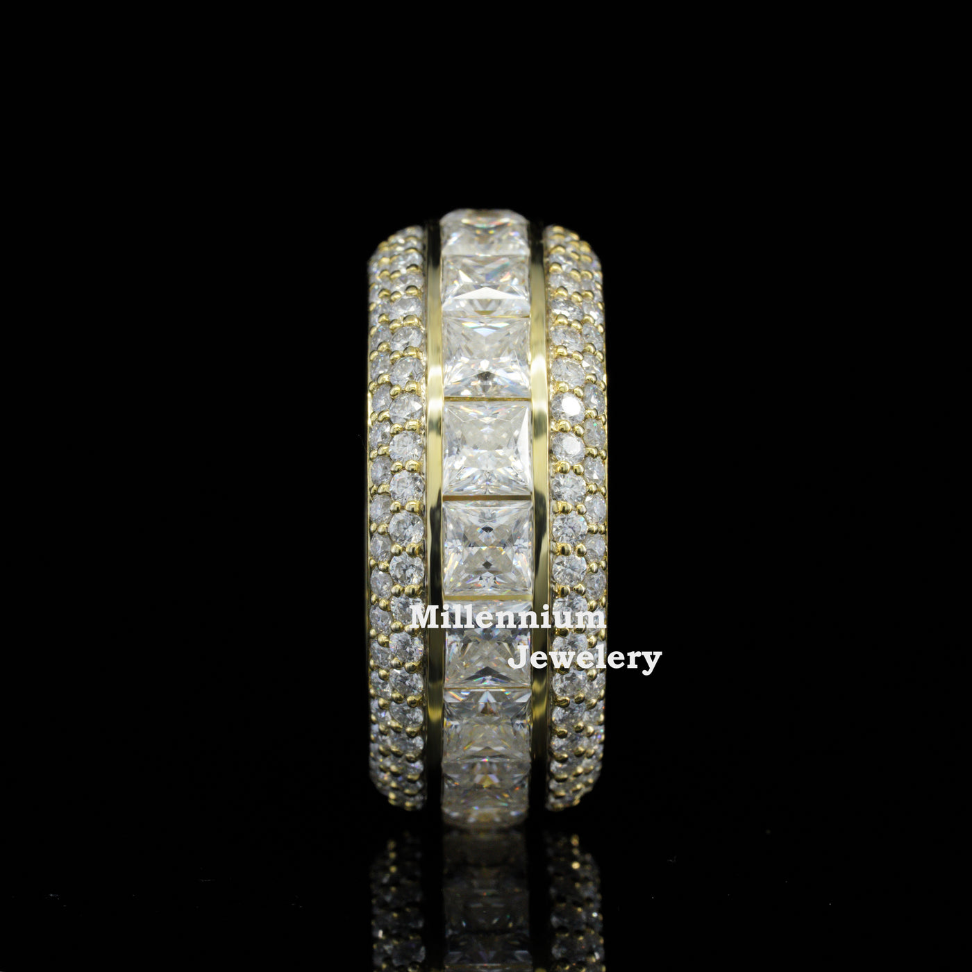 10 Carat Round and Princess Cut Moissanite Diamond Full Eternity Ring Fourth