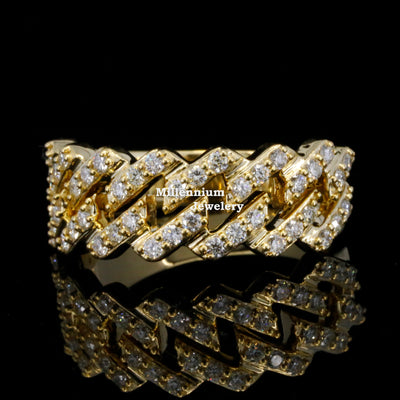 1.10 Carat Round Moissanite Diamond Cuban Link Style Hip Hop Ring First