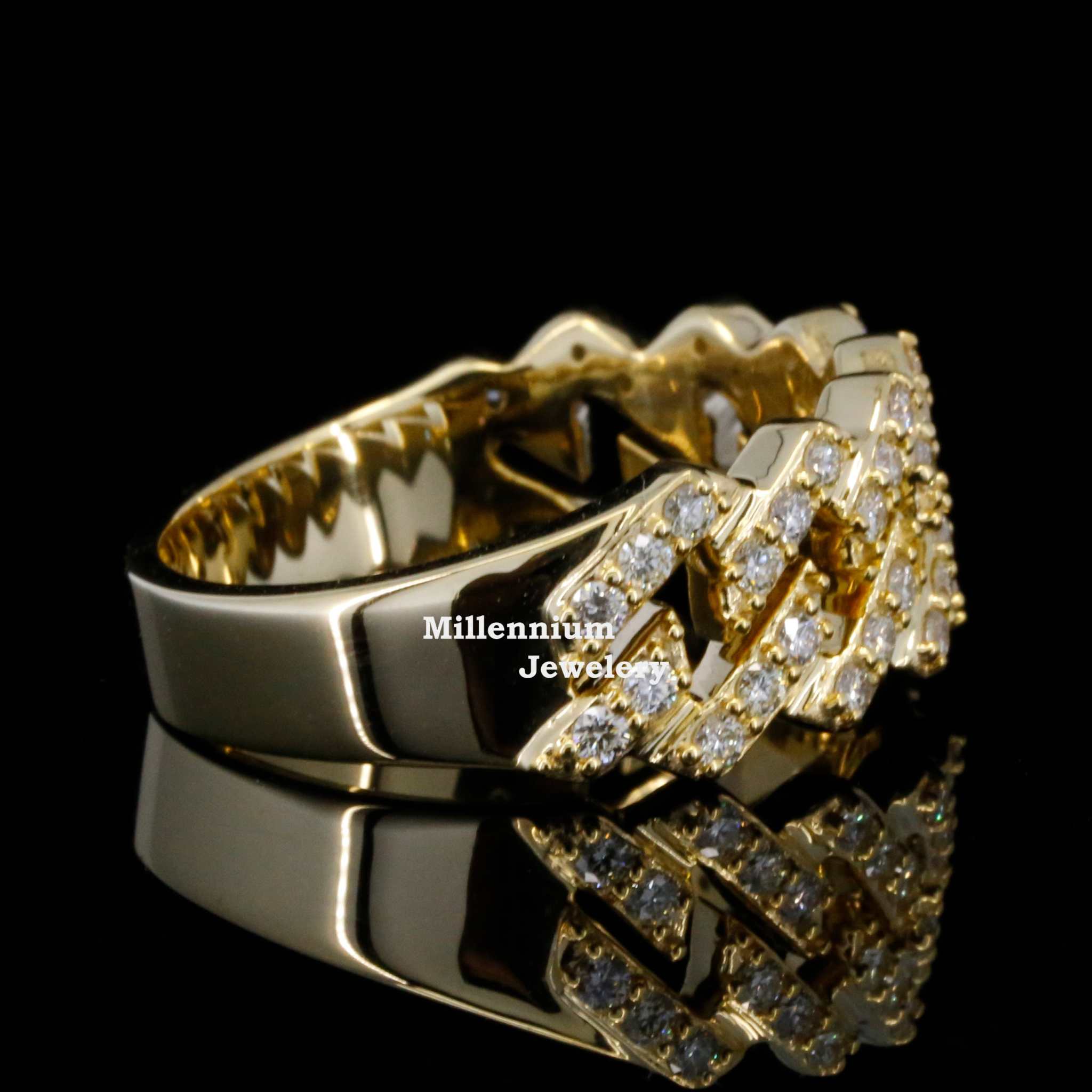 Round Moissanite Diamond Cuban Link Style Hip Hop Ring Second