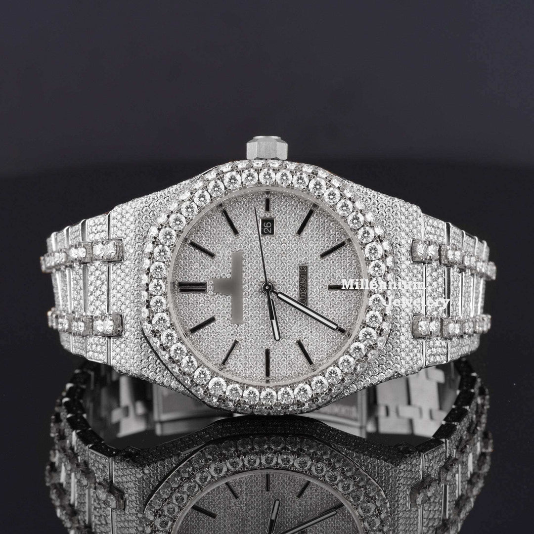 iced out watch モアサナイト　時計 Japan Automatic Fabulous Iced Out Analog Moissanite Watch