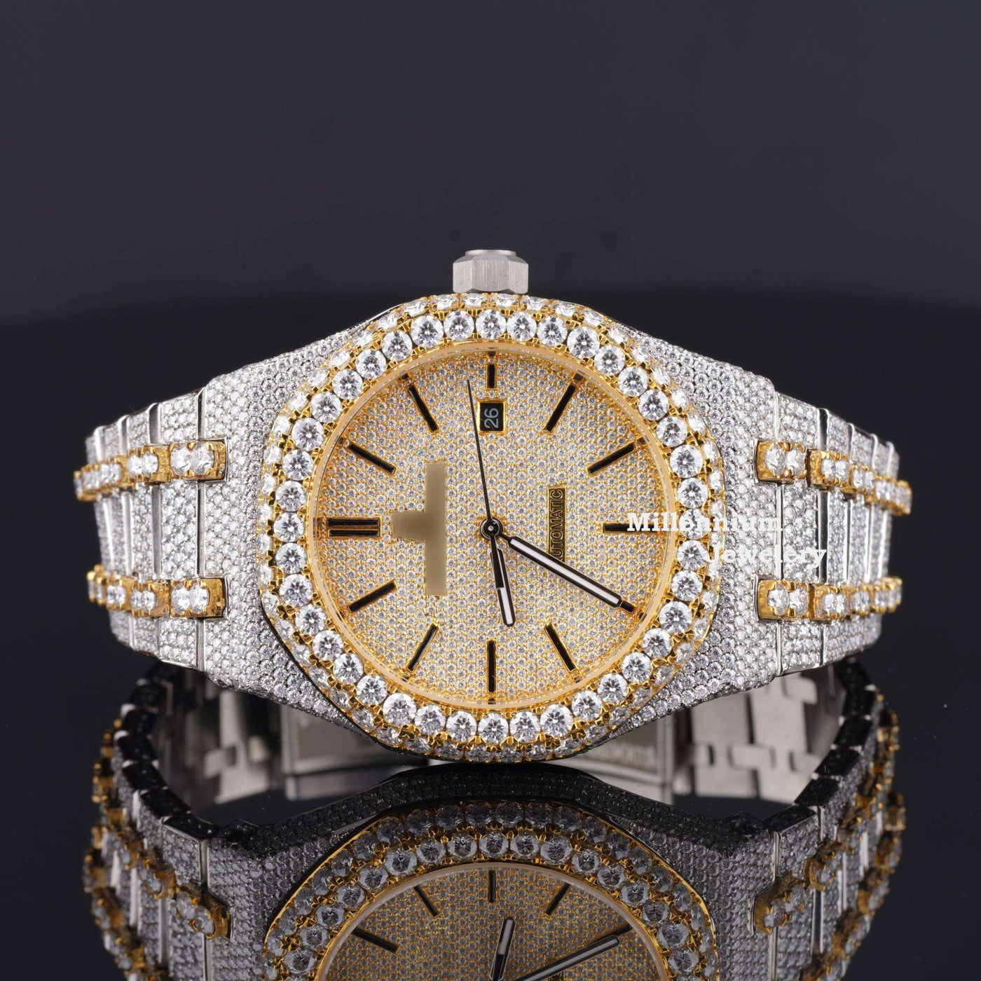 Japan Automatic Fabulous Iced Out Analog Moissanite Diamond Watch First