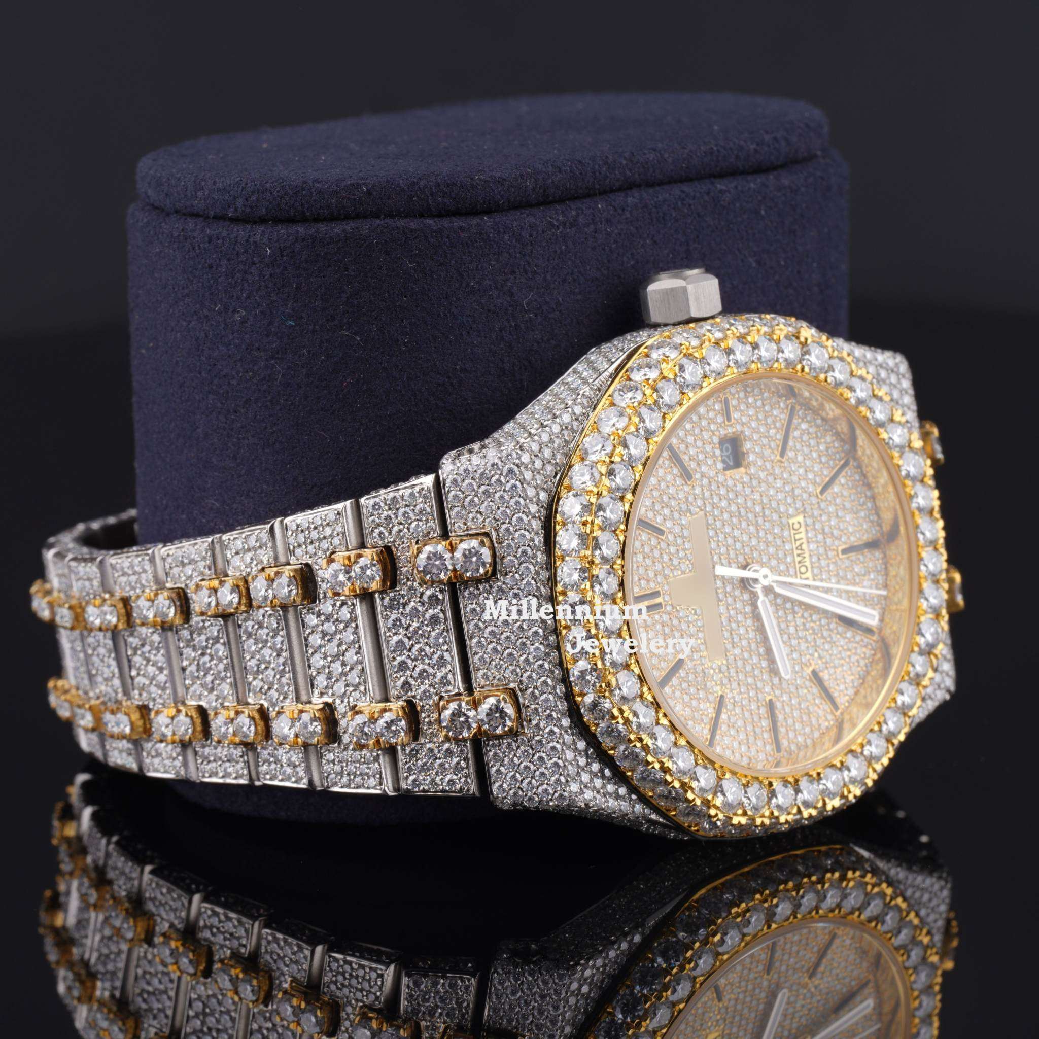 Fabulous Iced Out Automatic Analog Moissanite Diamond Watch Second