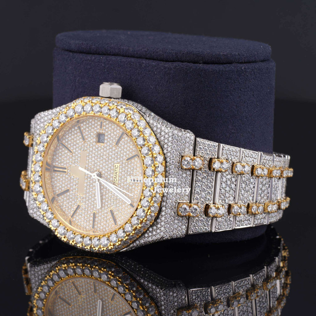 Japan Automatic Fabulous Iced Out Analog Moissanite Watch