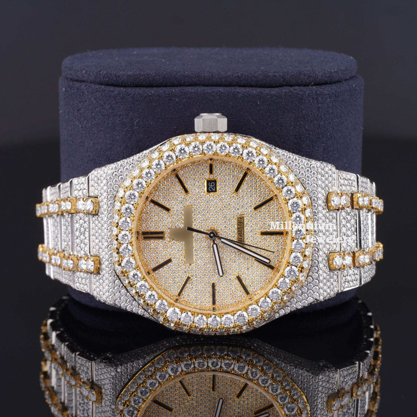 Japan Automatic Fabulous Iced Out Analog Moissanite Diamond Watch Fifth