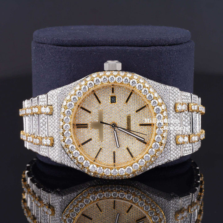 Japan Automatic Fabulous Iced Out Analog Moissanite Watch