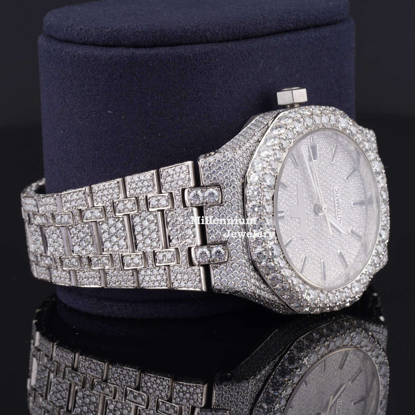 Awesome Iced Out Automatic Moissanite Diamond Wrist Watch Second