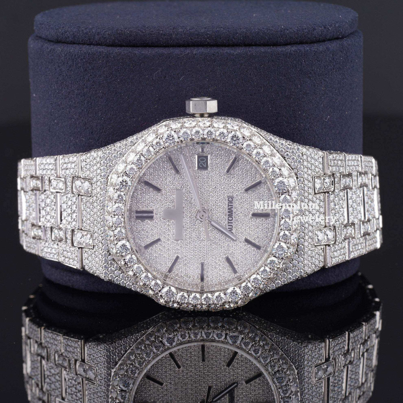 Awesome Iced Out Automatic Moissanite Diamond Wrist Watch Five