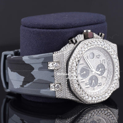 Automatic Moissanite Diamond Watch With Sapphire Crystal Glass Second