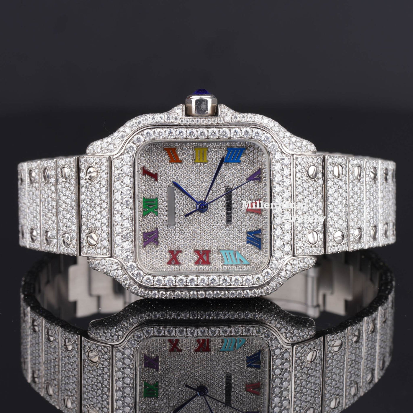 Automatic Moissanite Watch With Rainbow Color Number First