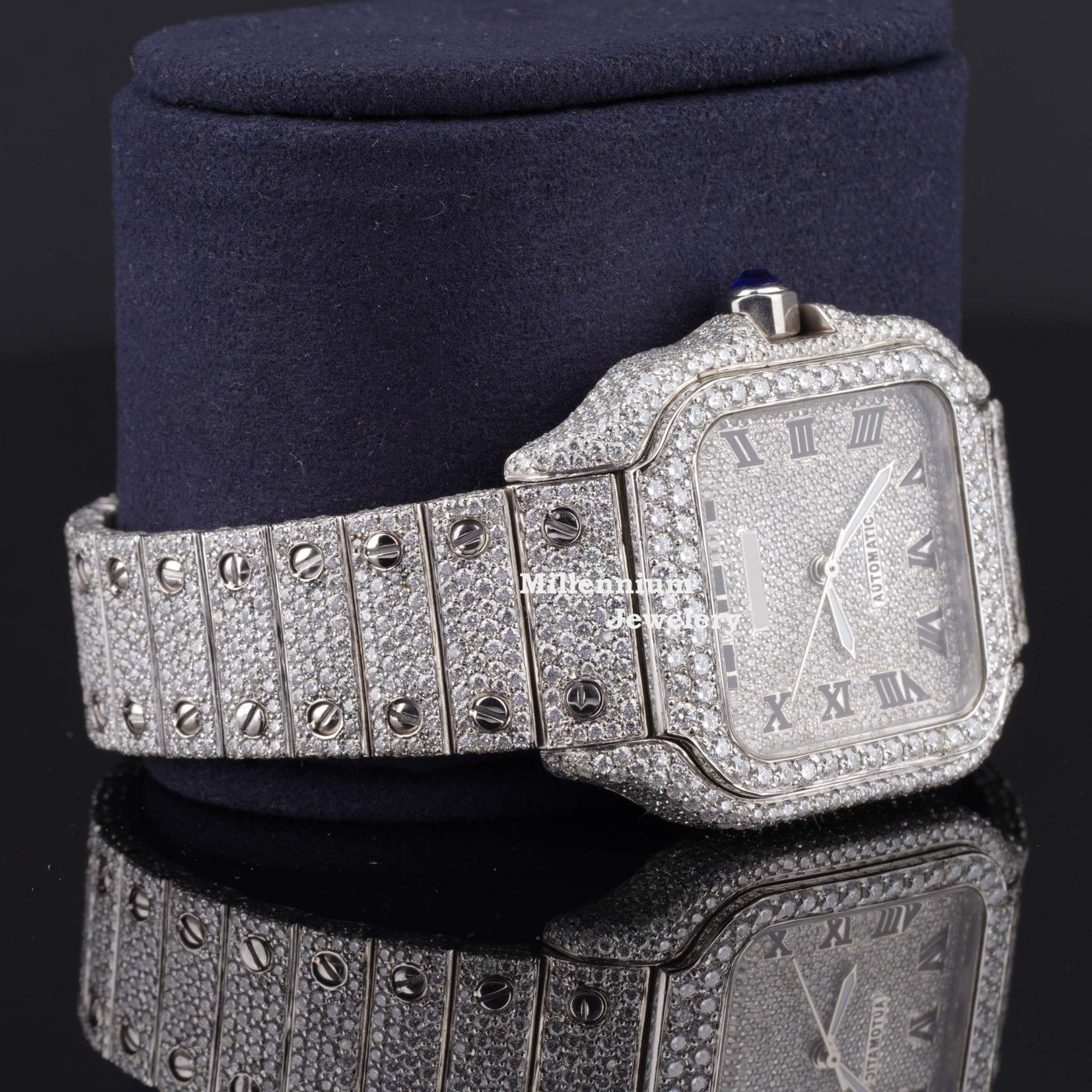 Casual Fully Iced Out Automatic Moissanite Watch For Men Second