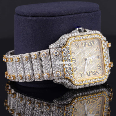 Automatic Roman Number Japan Style Moissanite Diamond Watch Second