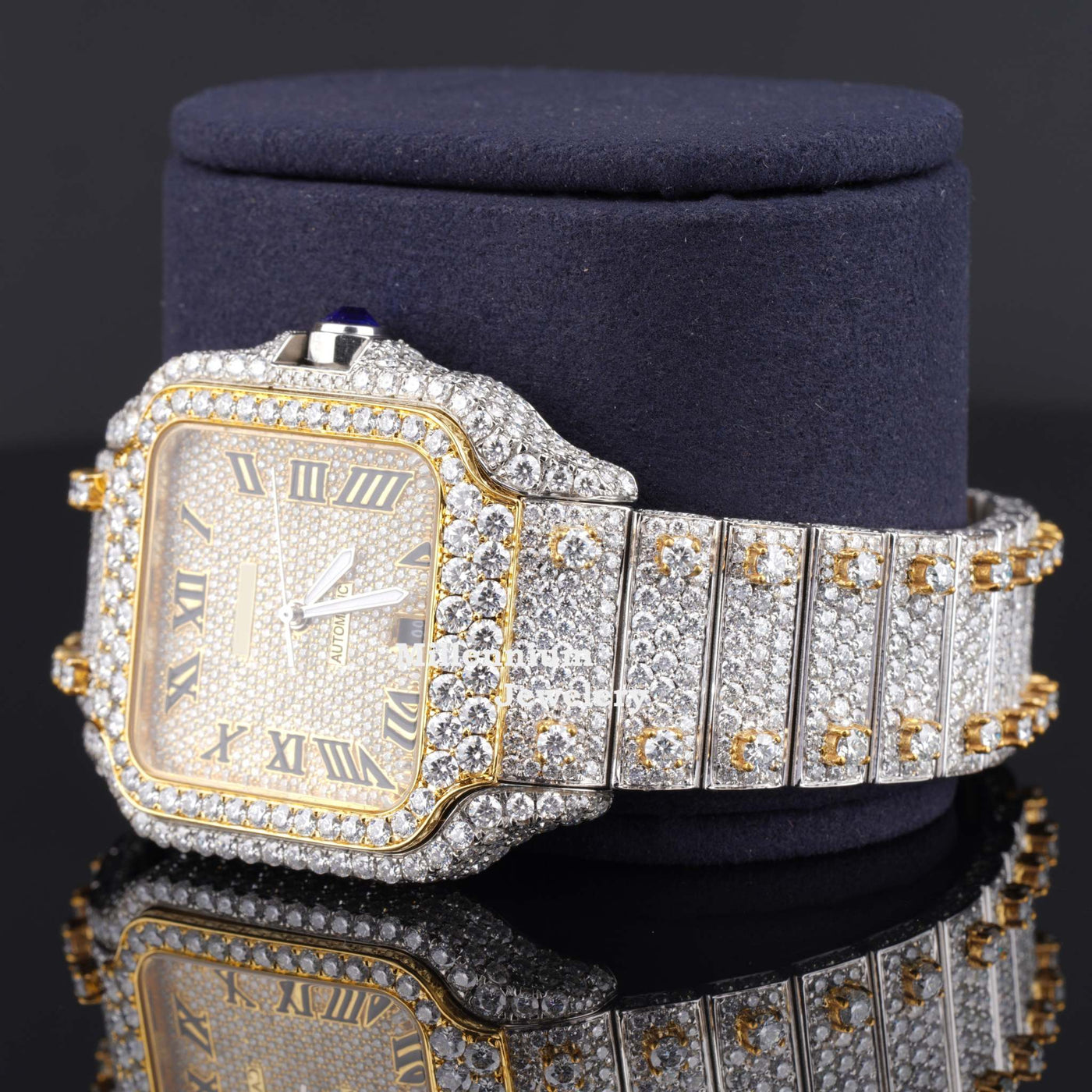 Fabulous Iced Out Roman Style Moissanite Diamond Watch Third