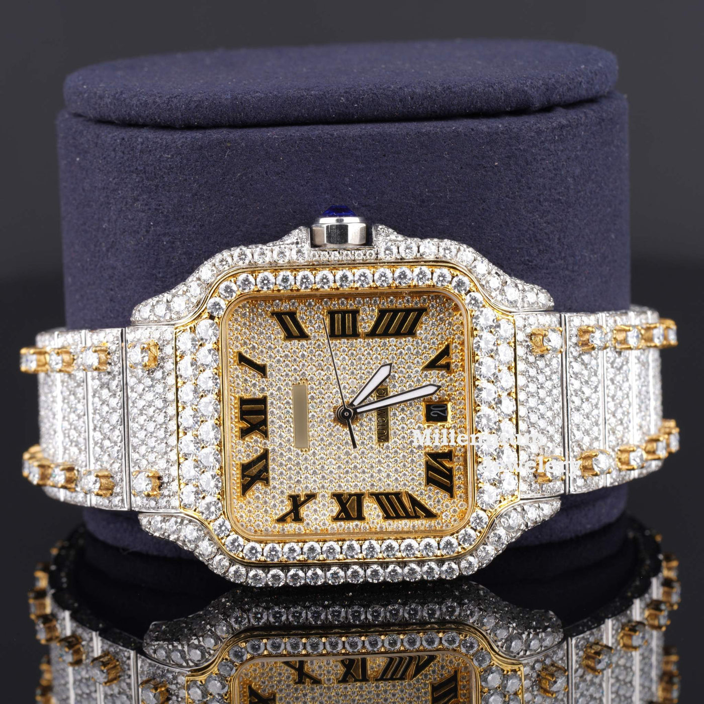 Fabulous Iced Out Roman Style Moissanite Diamond Watch Fifth