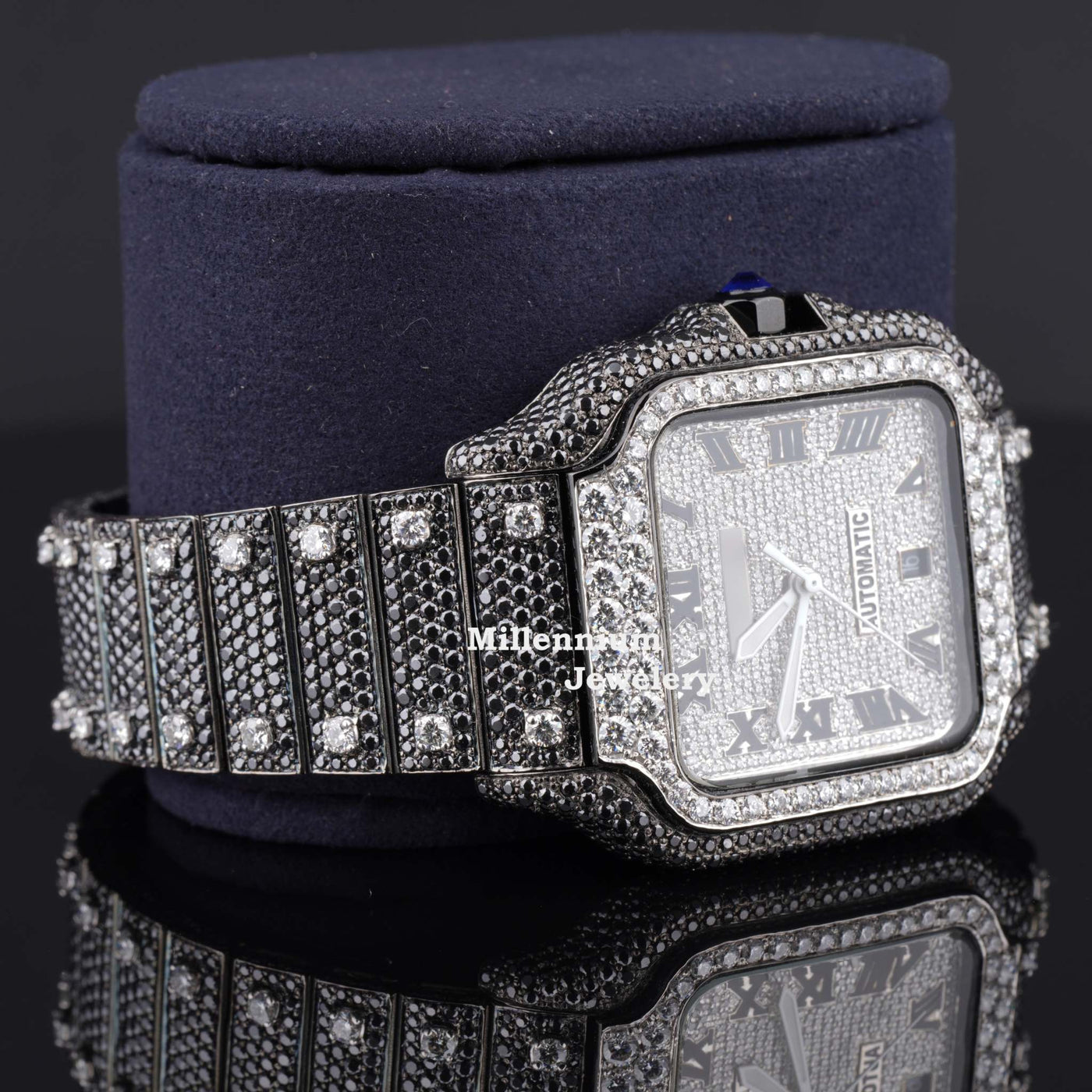 Optimus Moissanite Black Diamond Iced Out Automatic Watch Second