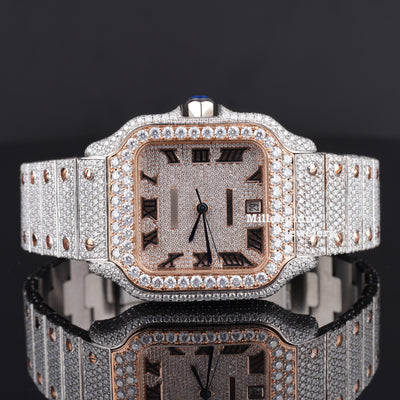 Stylish Fully Body Iced Out Moissanite Diamond Watch With Date First