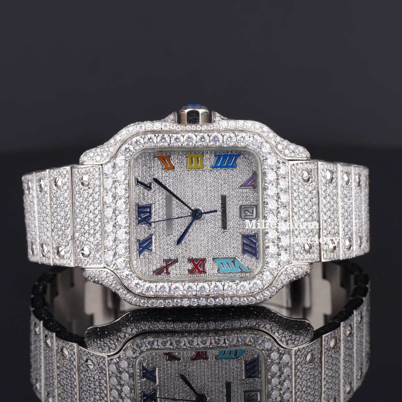 Rainbow Design Roman Number Fully Automatic Moissanite Watch First