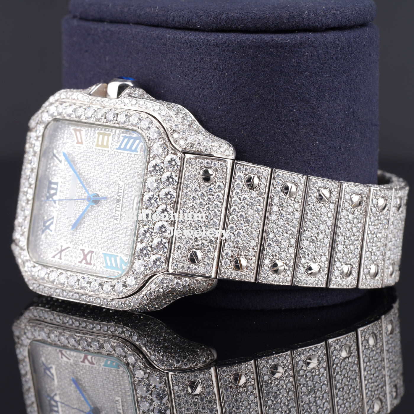 Rainbow Design Roman Number Fully Automatic Moissanite Watch Third