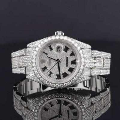 Elegant Look Fully Iced Out Business Style Moissanite Watch White