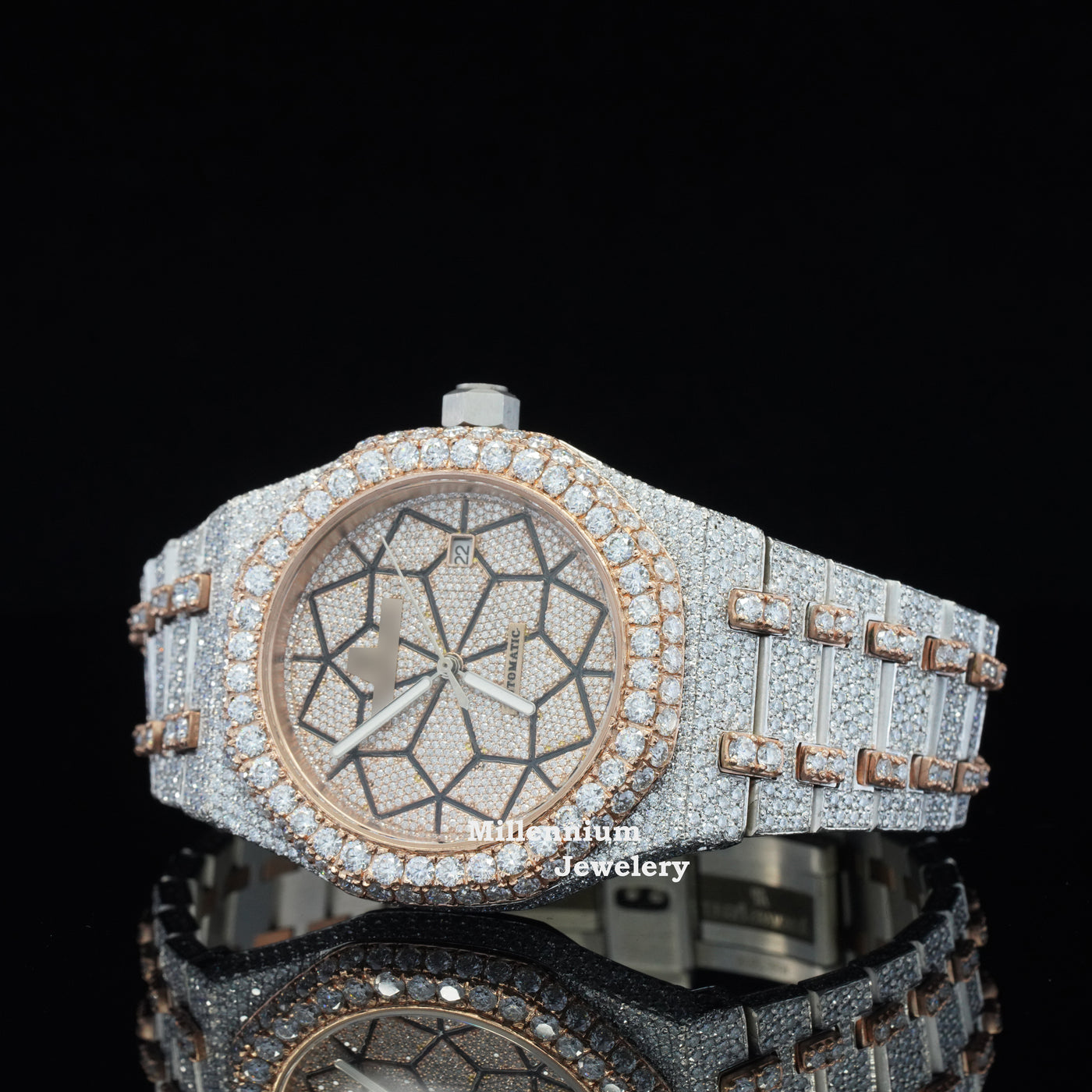 Limited Edition Automatic Self Winding Iced Out Moissanite Watch Second