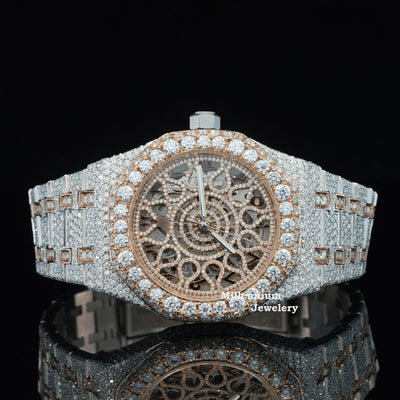 Unique Fully Iced Out Automatic Antique Limited Edition Watch Rose