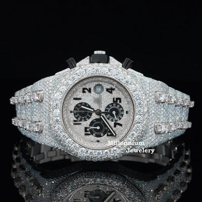 Uniquely Crafted Two Tone Fully Iced Out Automatic Watch White