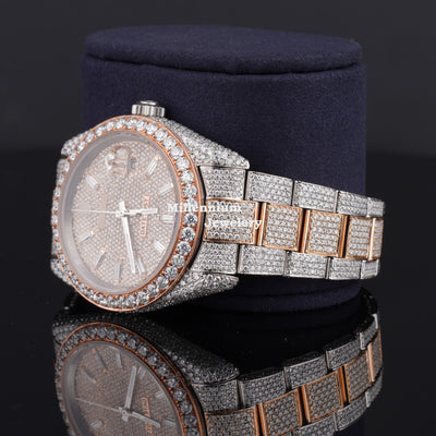 Fancy Two Tone Fully Diamond Iced Out Automatic Moissanite Watch Third