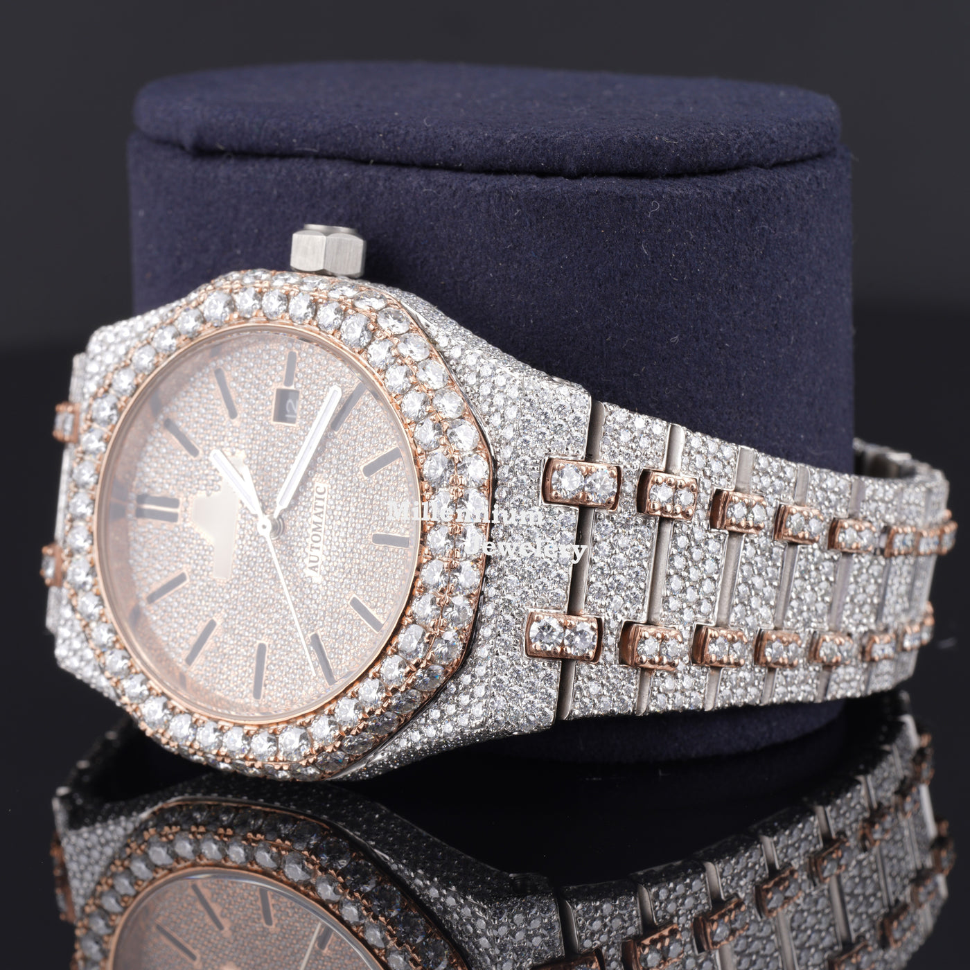 Dashing Two Color Completely Diamond Iced Out Moissanite Watch Third